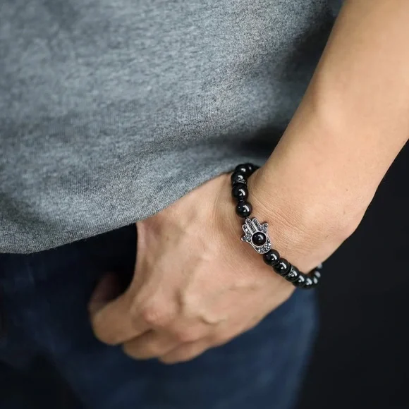 Hamsa Hand Protection Stone Bracelet 3/$25 - Picture 3 of 8